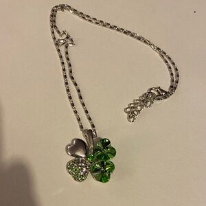 St Patrick’s Day Silver and Green Clover Pendant Necklace